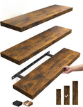 Rustic Brown Wall Floating Shelves Set