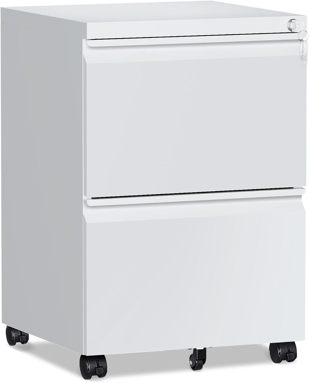 White 2-Drawer Locking Rolling File Cabinet