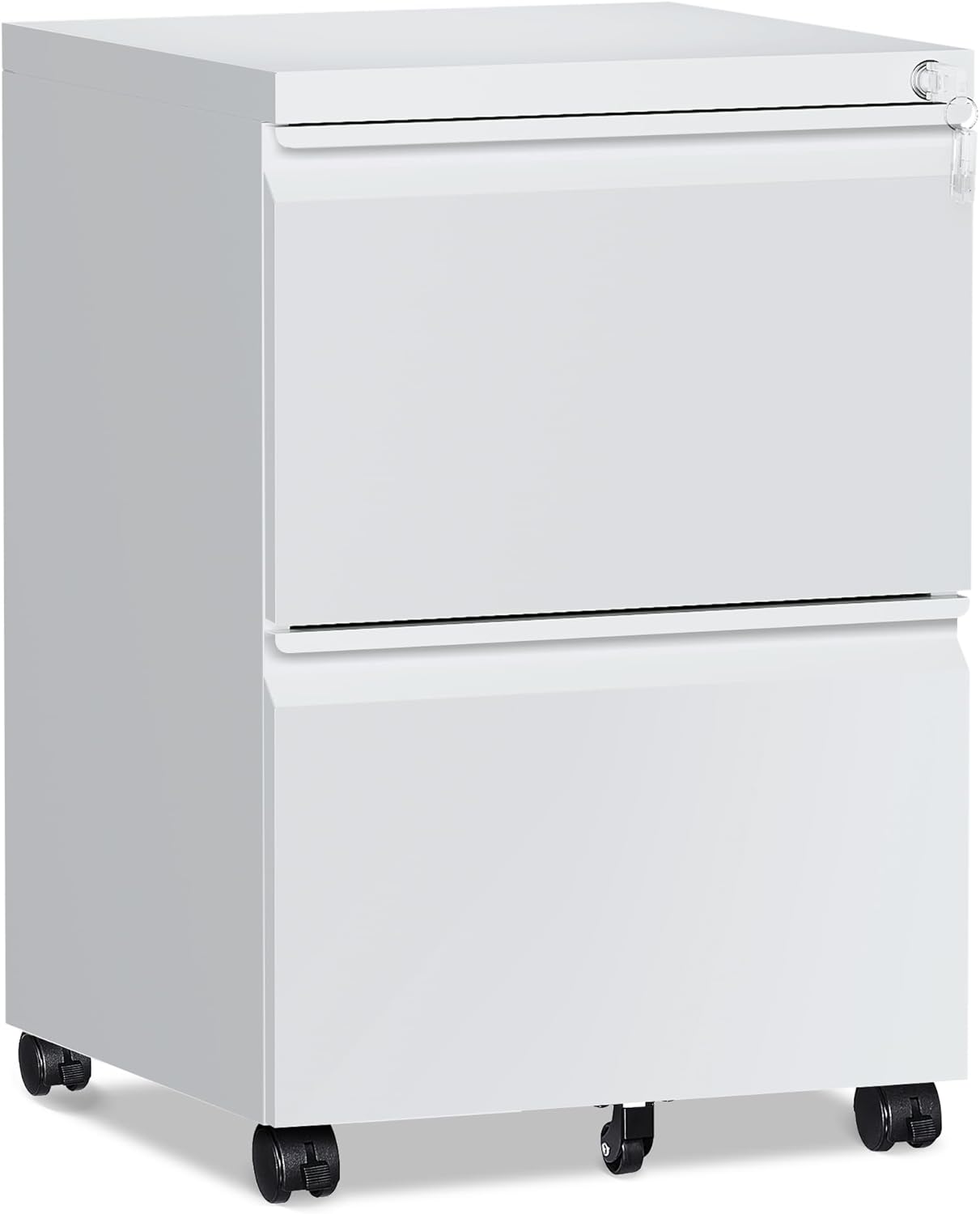White 2-Drawer Locking Rolling File Cabinet