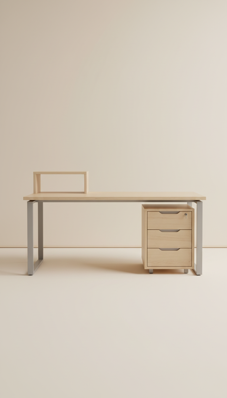 Modular writing desk with steel legs
