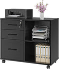 Black 3-Drawer Rolling Lateral File Cabinet