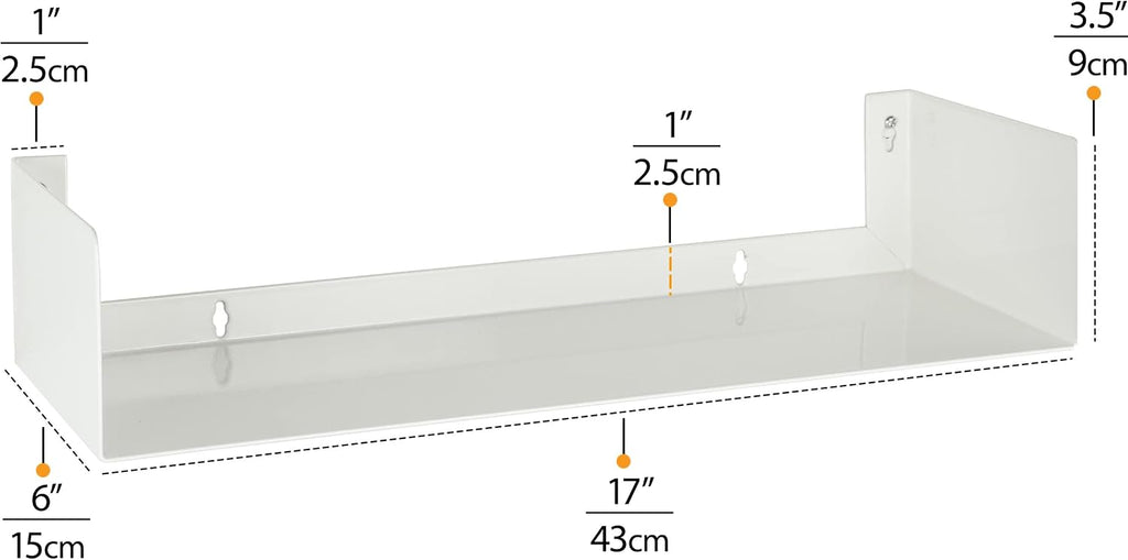 White U-Shaped Floating Wall Shelves
