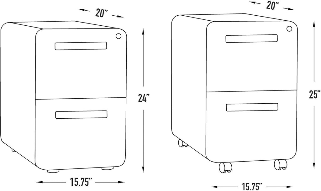 White Wood 2-Drawer Locking File Cabinet