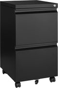 Black 2-Drawer Locking Rolling File Cabinet
