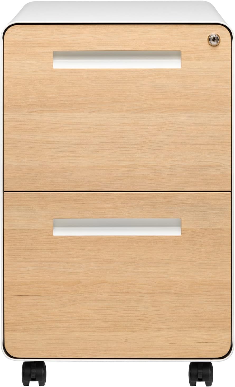 White Wood 2-Drawer Locking File Cabinet
