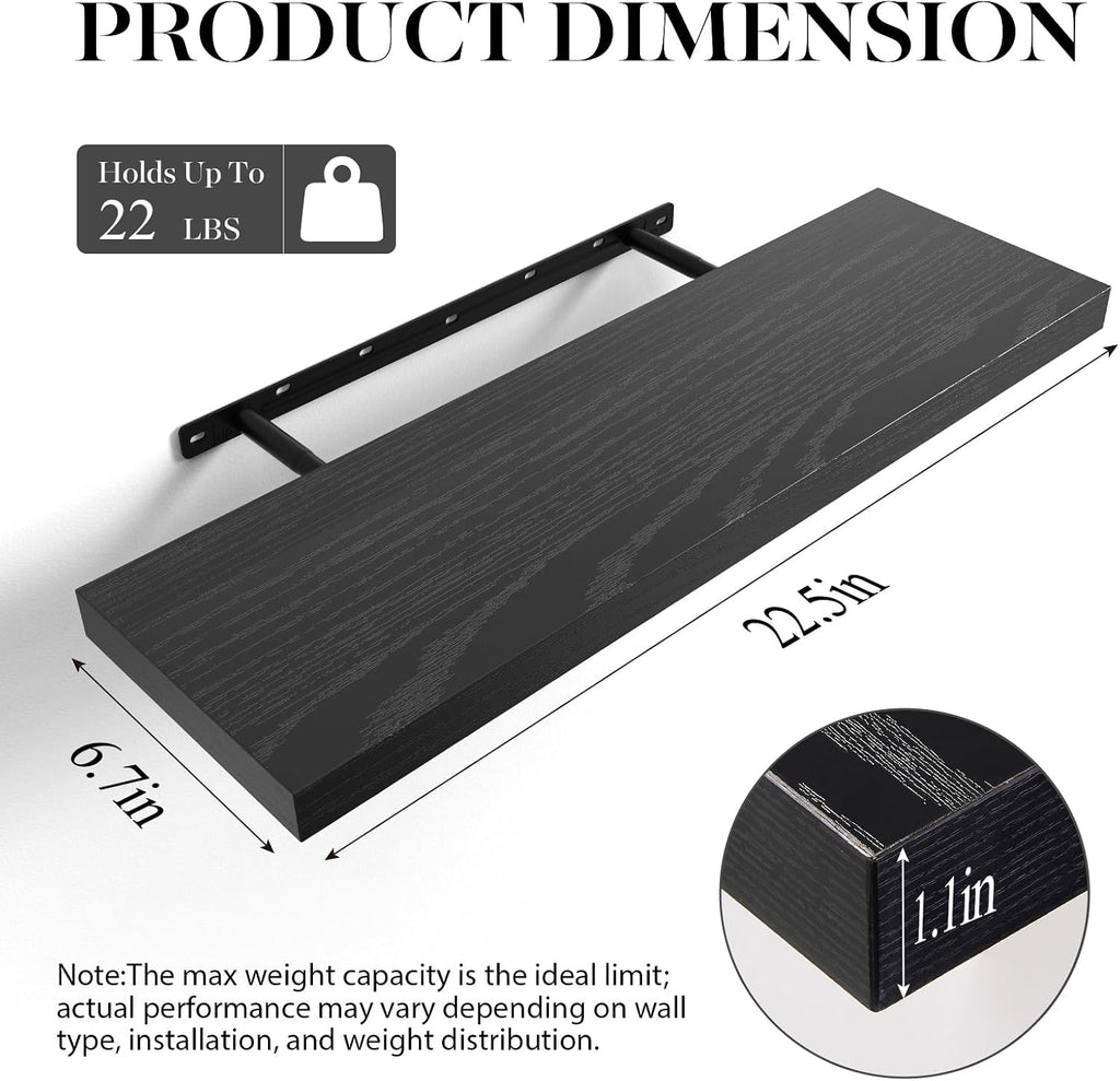 Black Rustic Wood Floating Wall Shelves