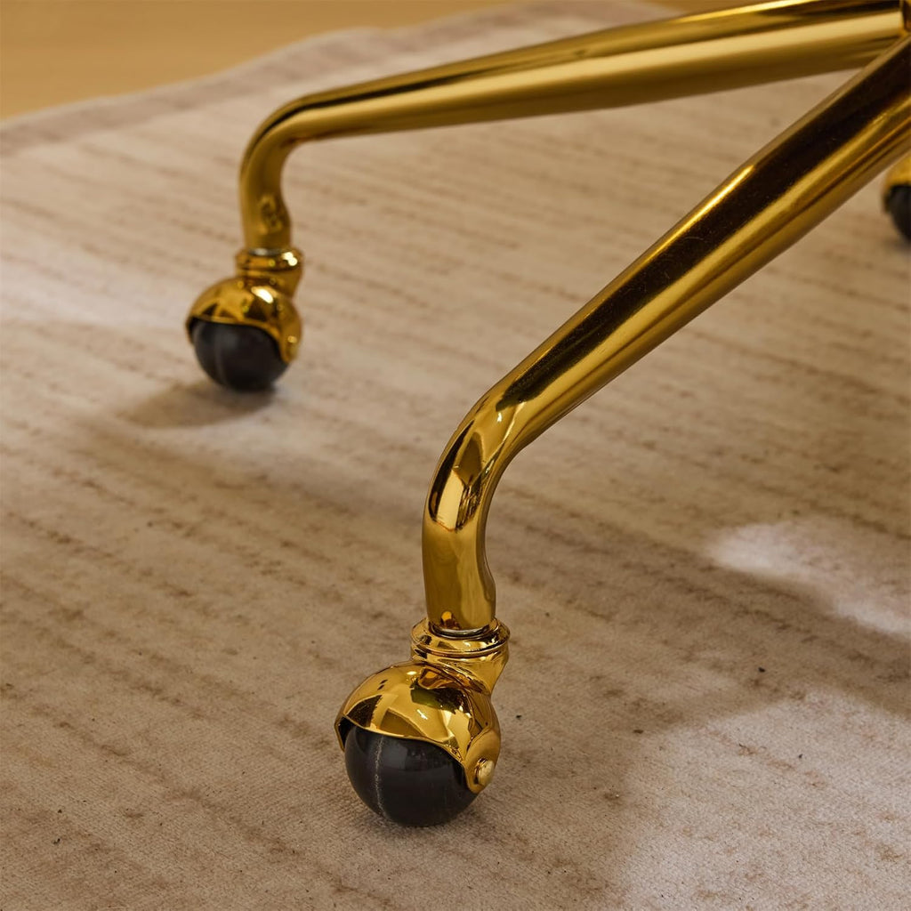 Brown Suede Swivel Desk Chair Gold Base