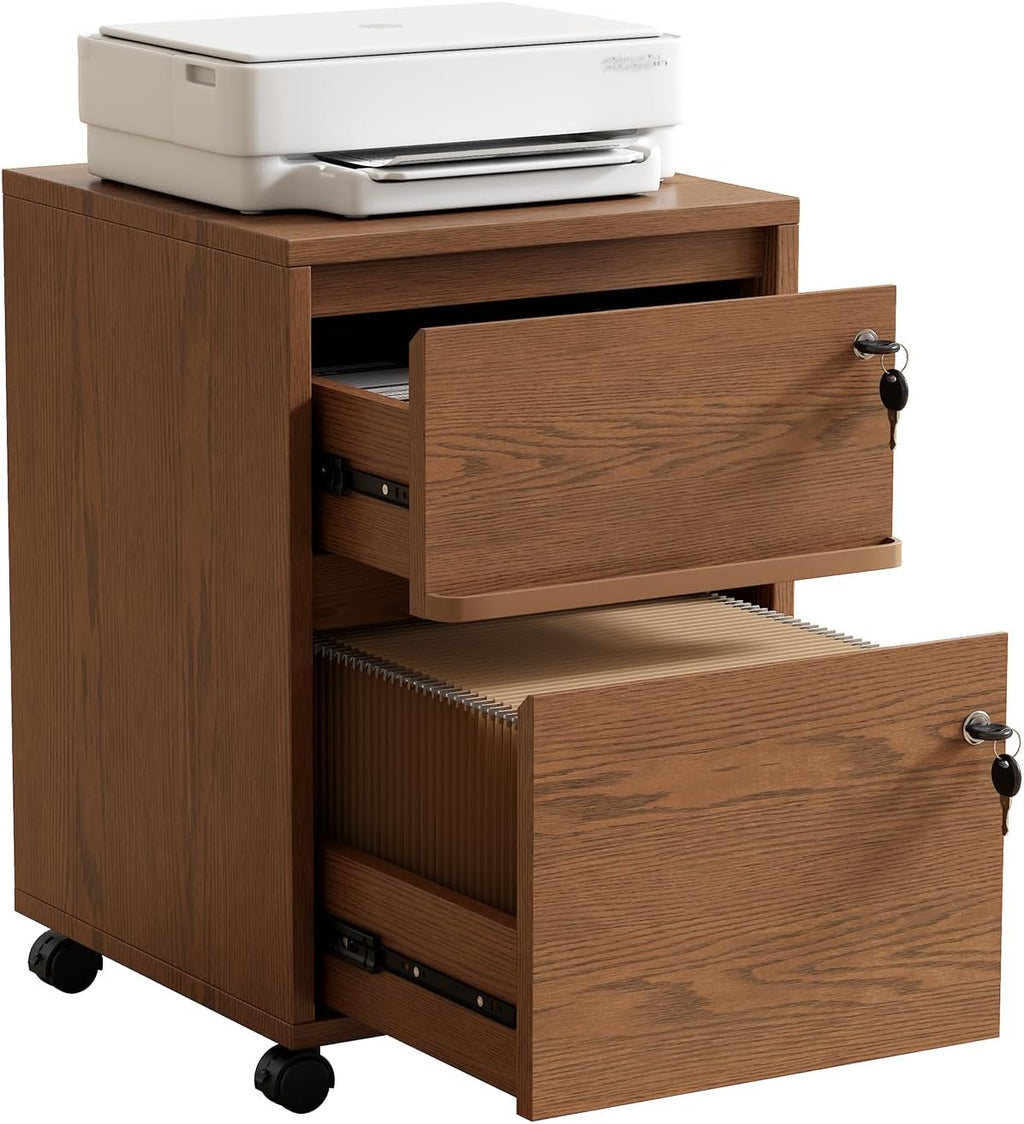 Lockable 2-Drawer Wheeled File Cabinet
