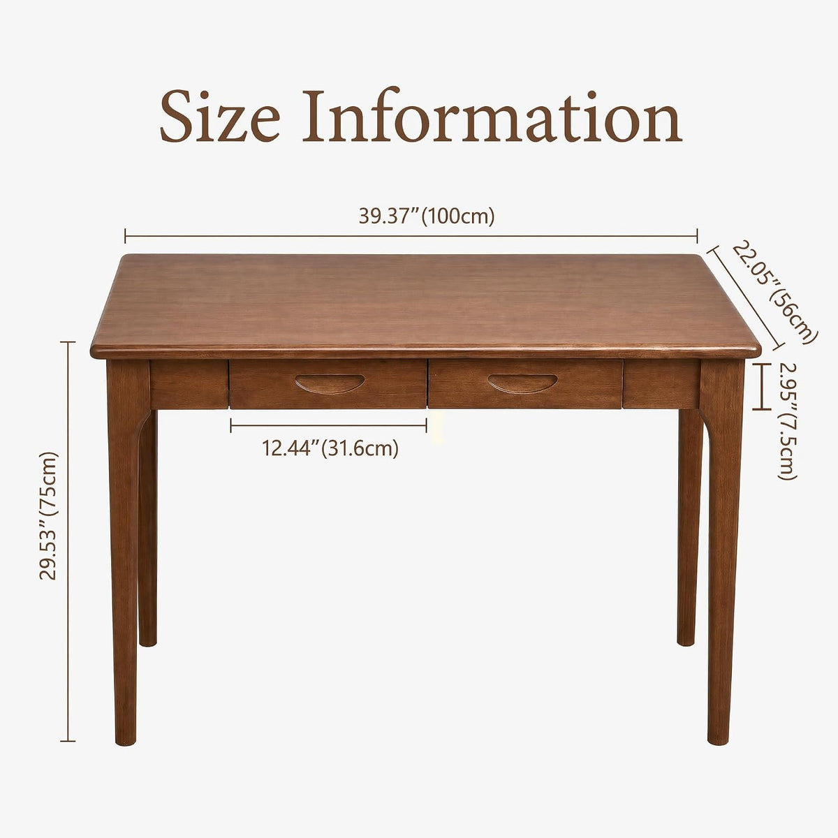 Walnut 40" Wood Desk with Drawers