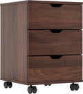 Brown 3-Drawer Mobile Wood File Cabinet