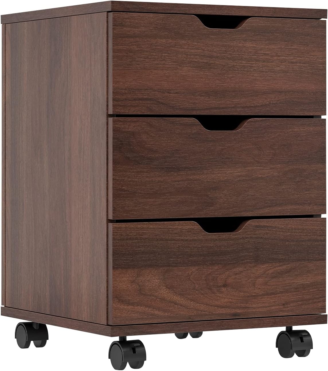 Brown 3-Drawer Mobile Wood File Cabinet