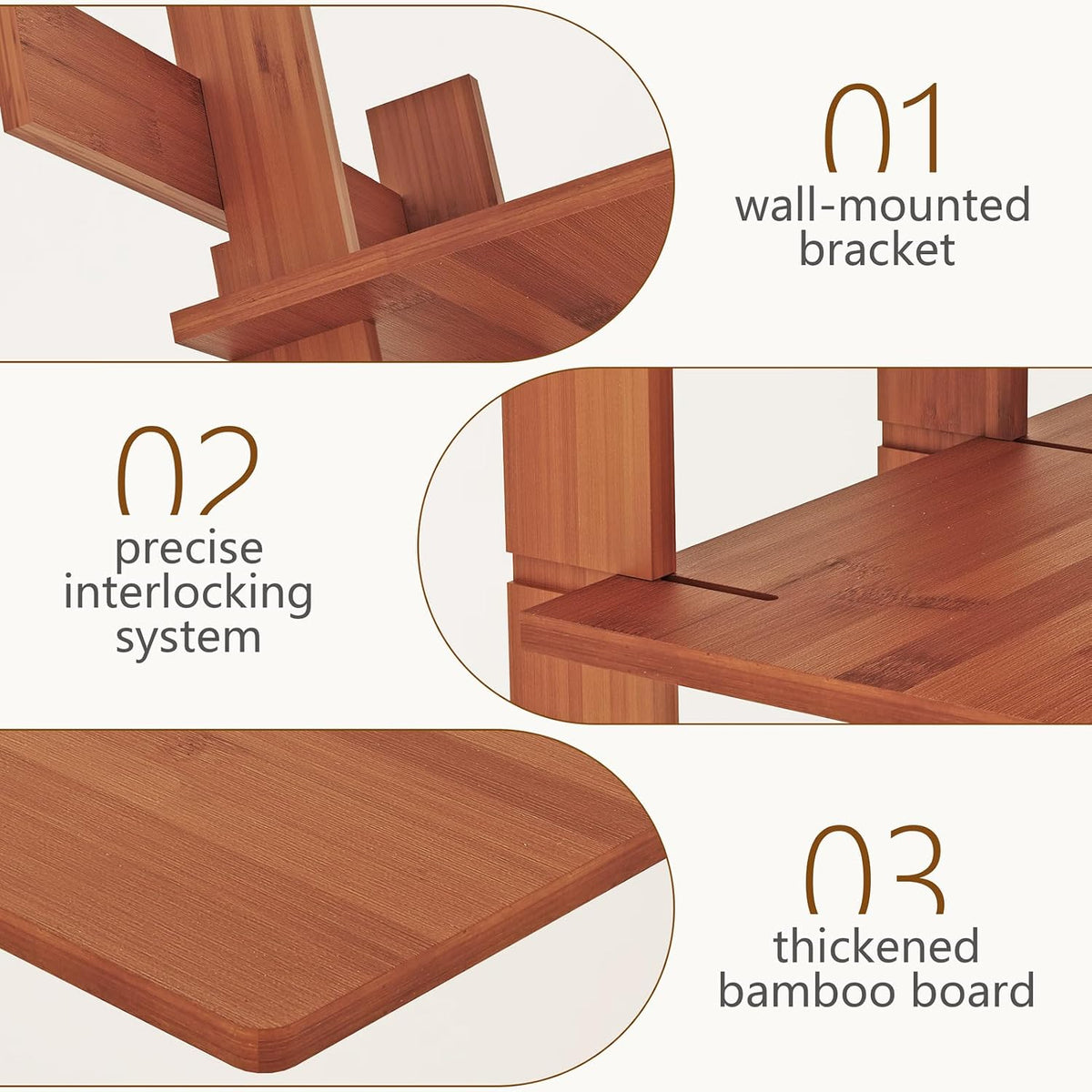 4-Tier Bamboo Rustic Brown Bookshelf