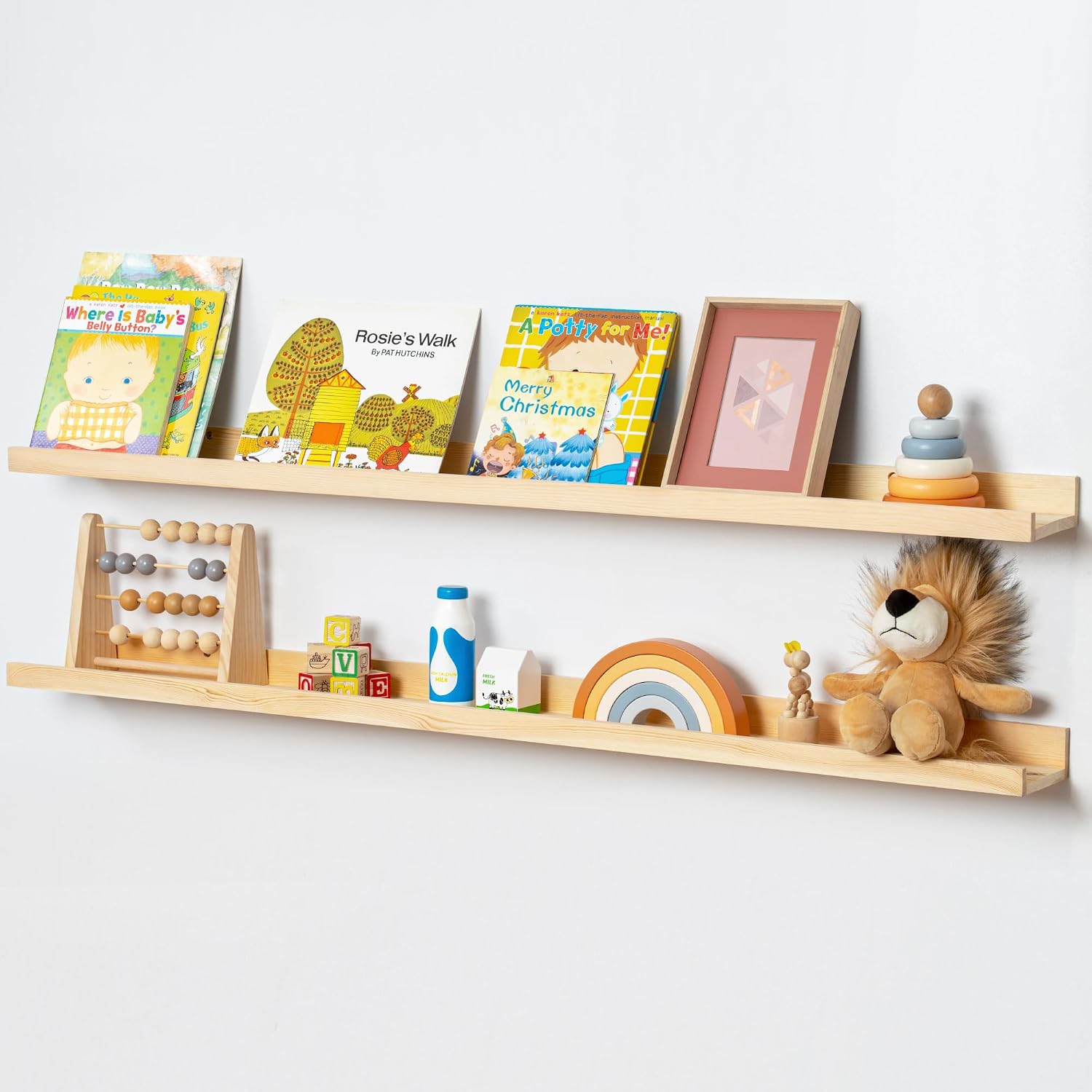 Natural Pine 48" Wall Ledge Shelves 2Pack