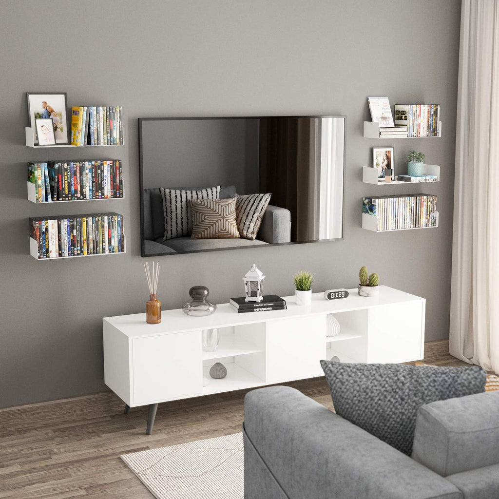 White U-Shaped Floating Wall Shelves