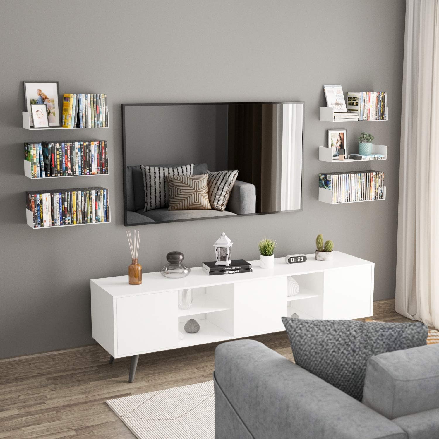 White U-Shaped Floating Wall Shelves
