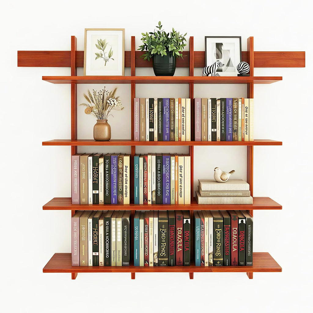 4-Tier Bamboo Rustic Brown Bookshelf