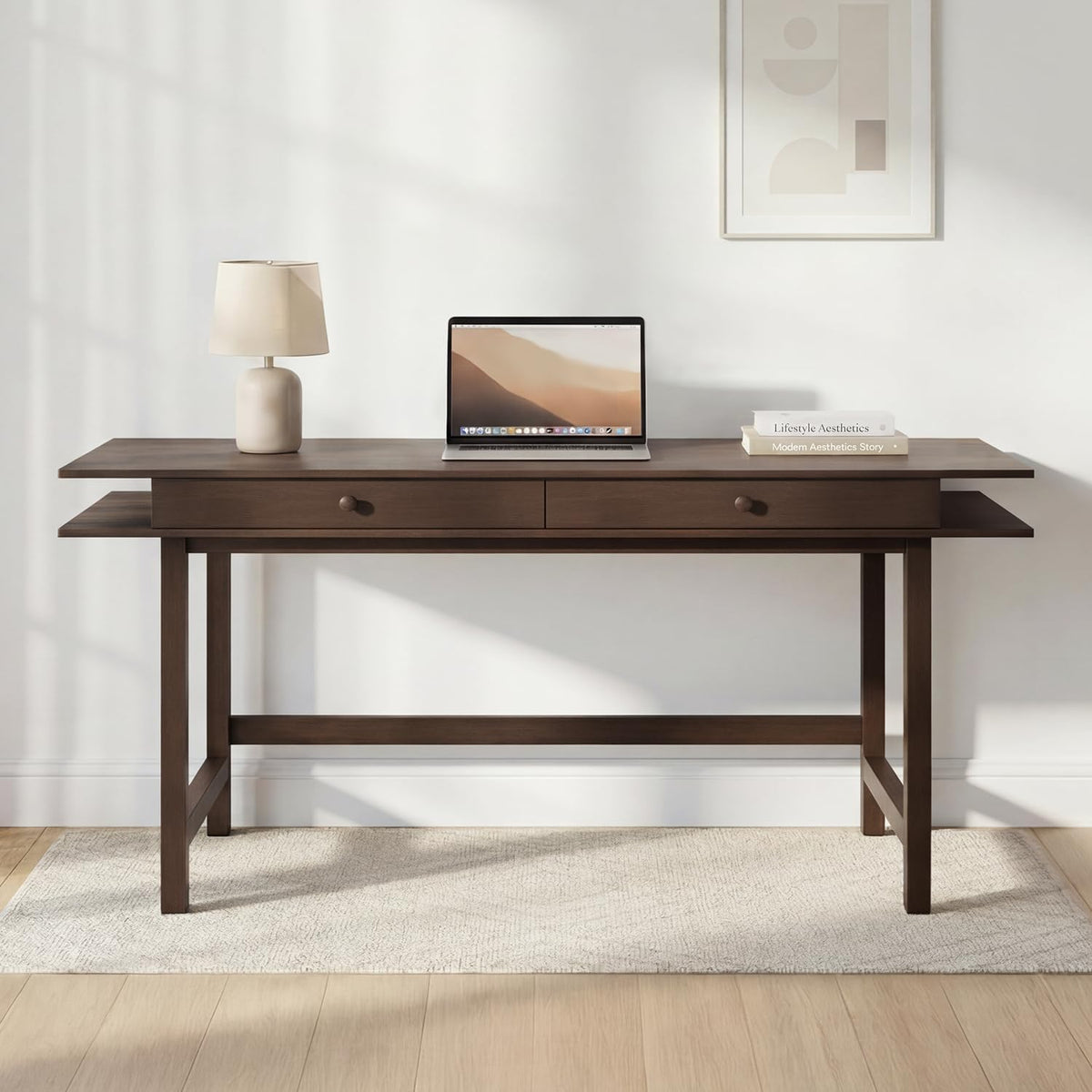 Walnut 60" Dual-Top Wood Desk