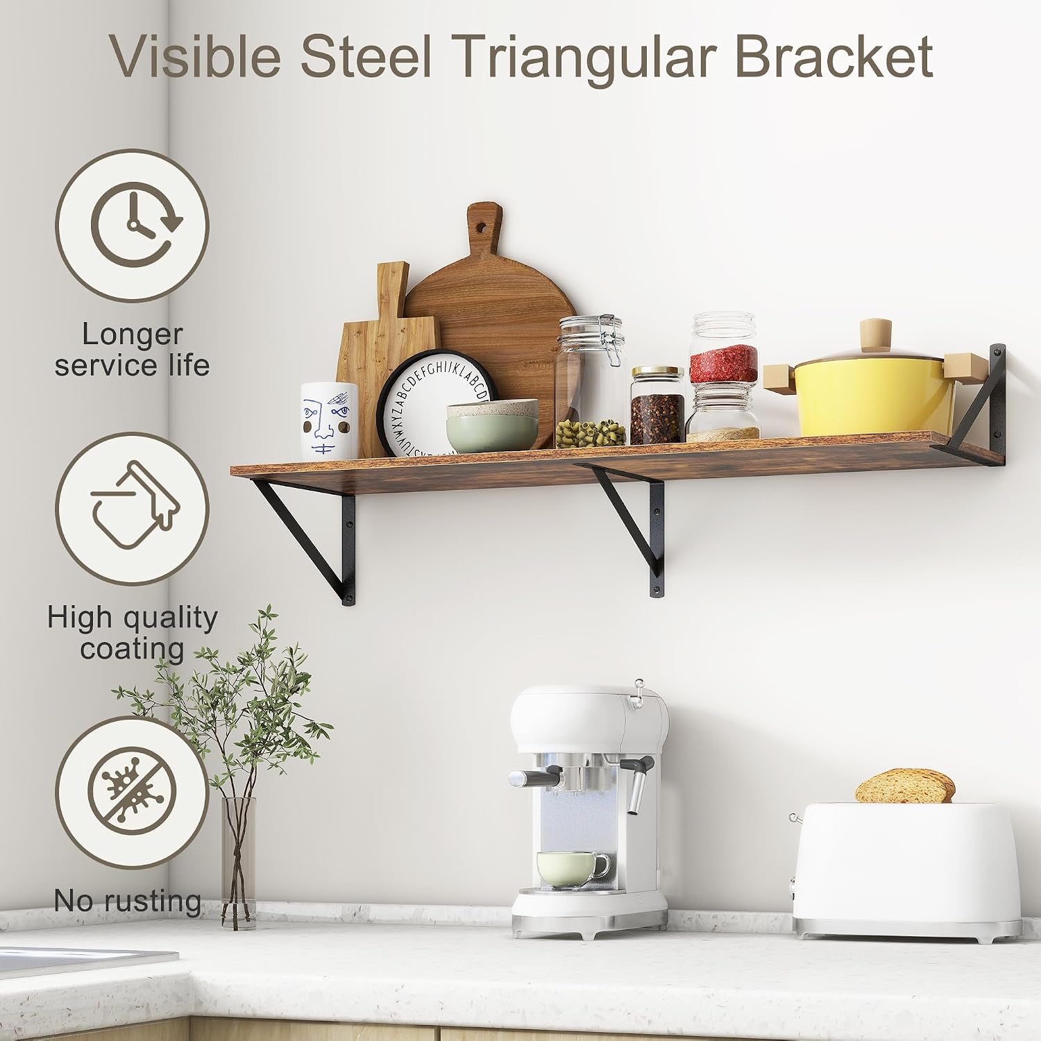Rustic Brown Deep Floating Wall Shelves