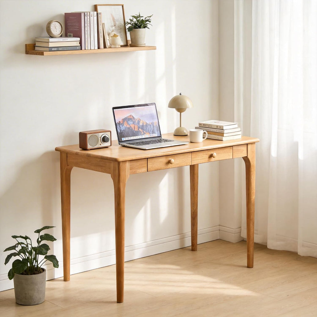 Wood 40" Mid Century Desk Drawers