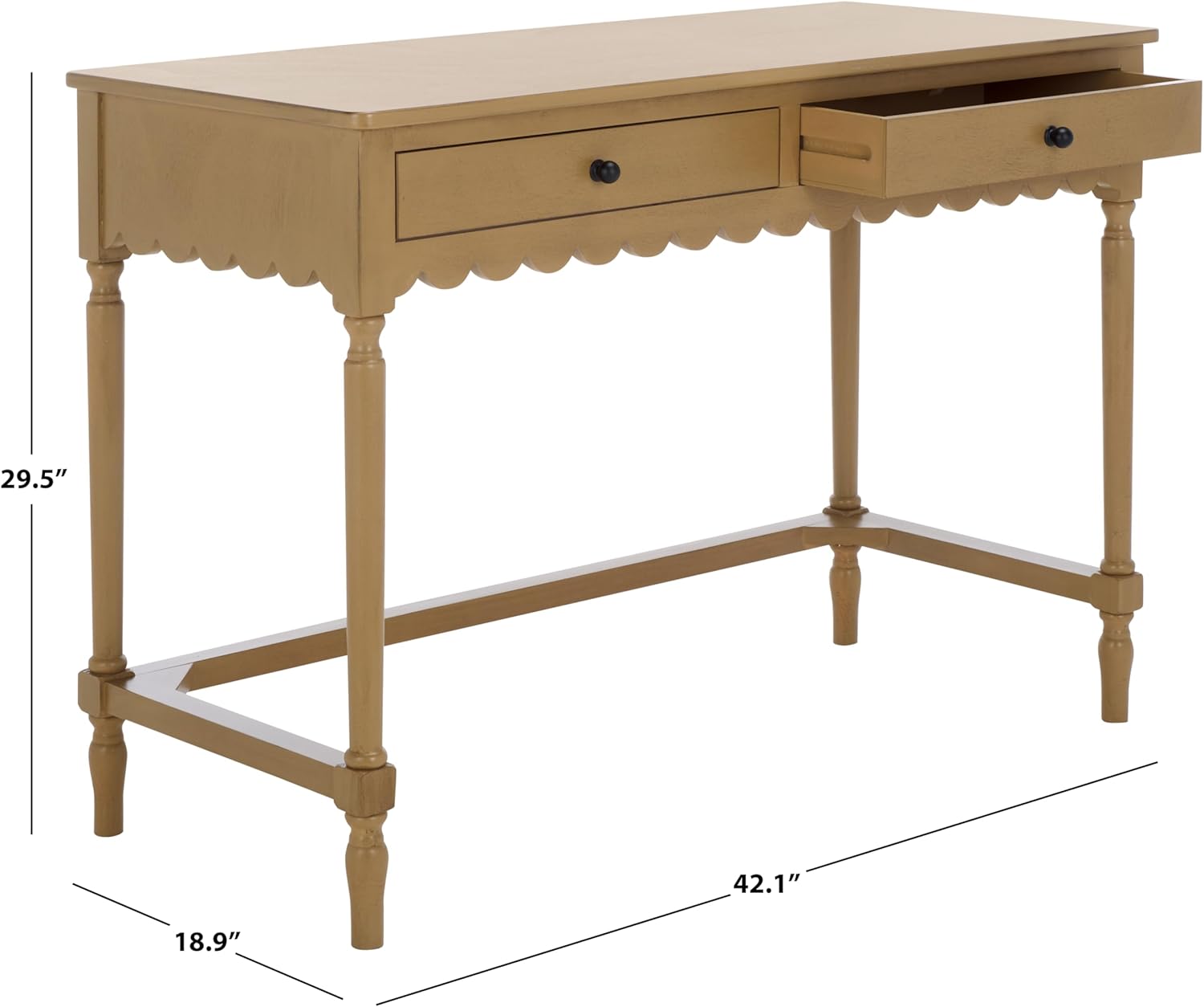 Brown 42" Wood Desk with 2 Drawers