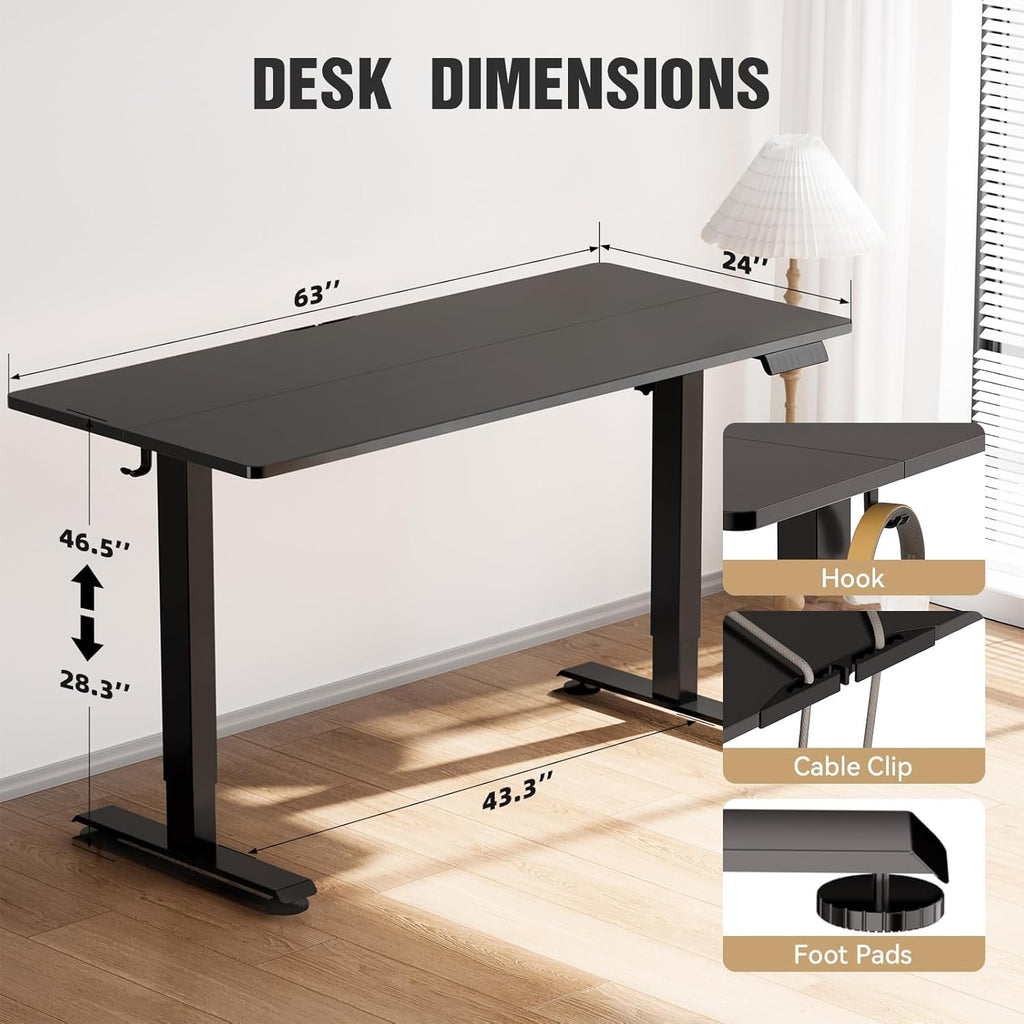 Black 63" Electric Standing Desk