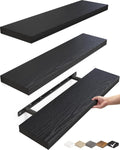 Black Rustic Wood Floating Wall Shelves