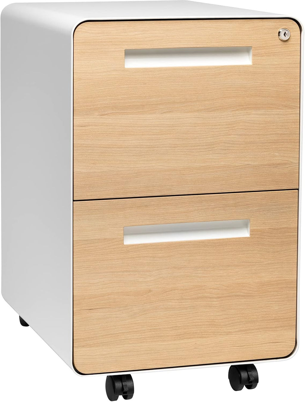 White Wood 2-Drawer Locking File Cabinet