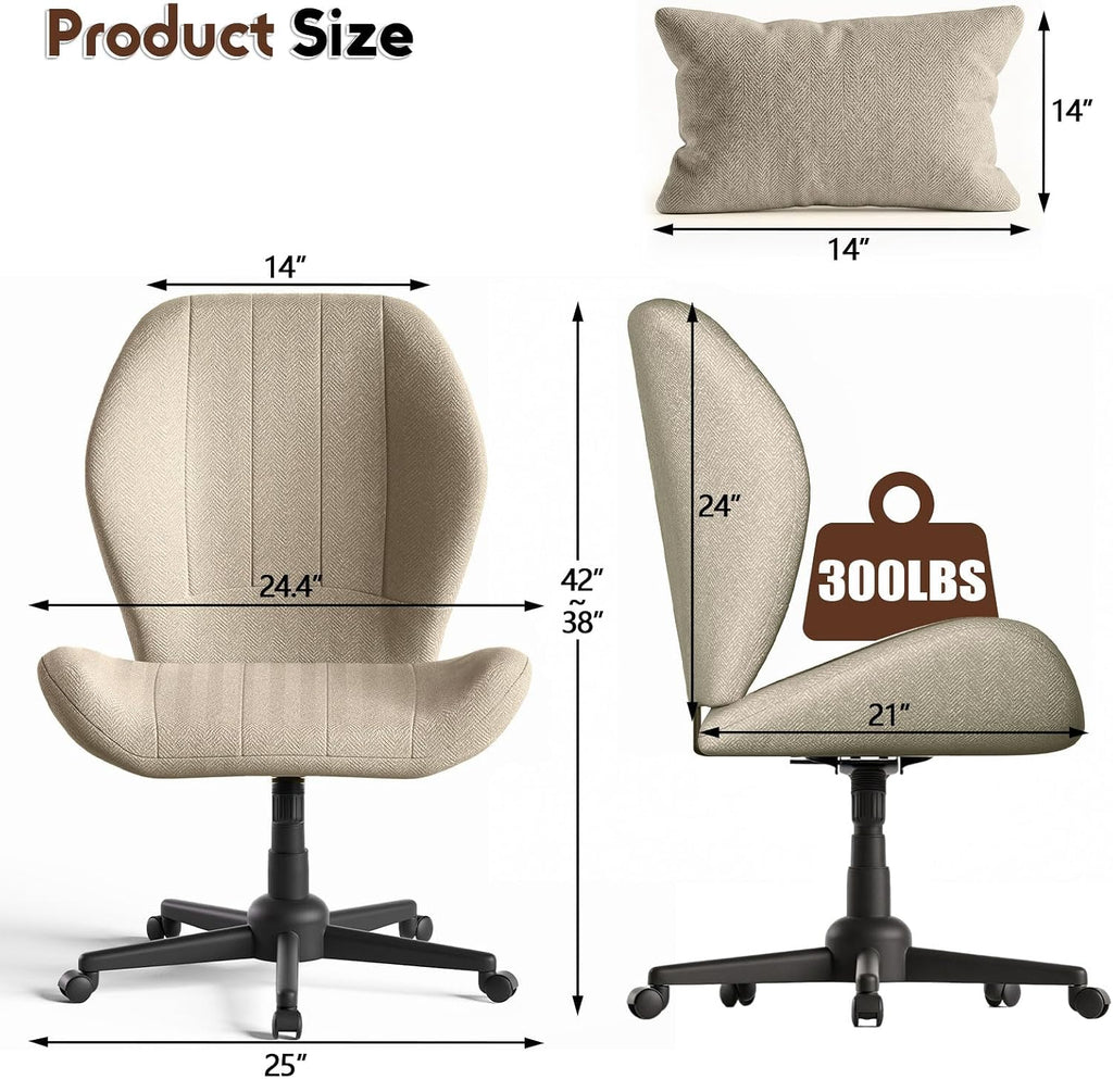 Oatmeal Winged Cross Legged Office Chair