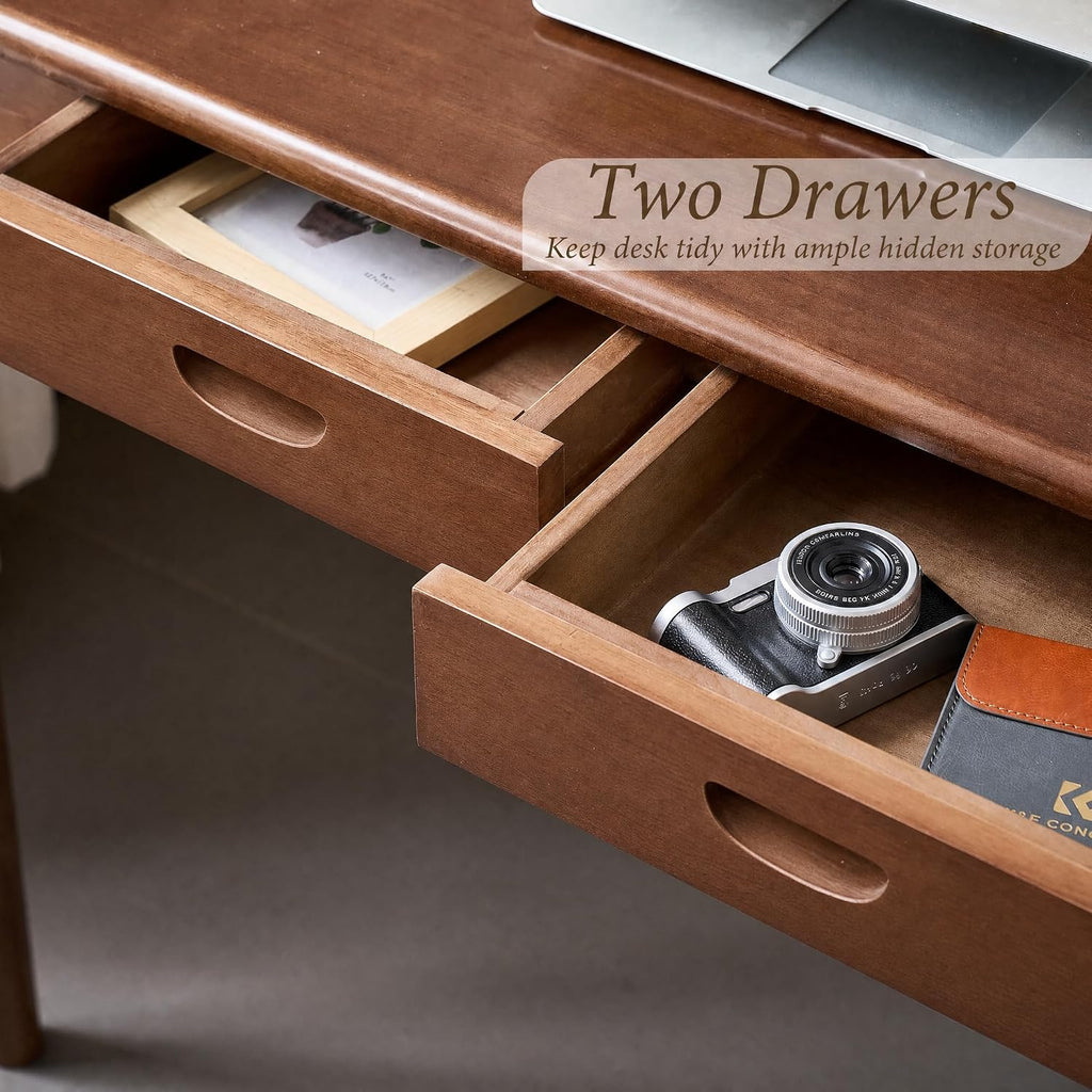 Walnut 40" Wood Desk with Drawers