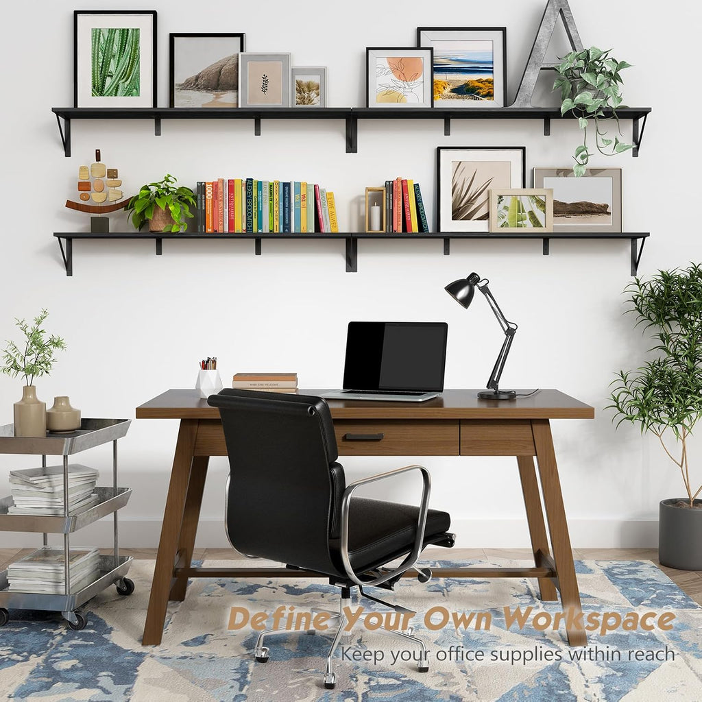 48 Inch Black Floating Wall Shelves Set