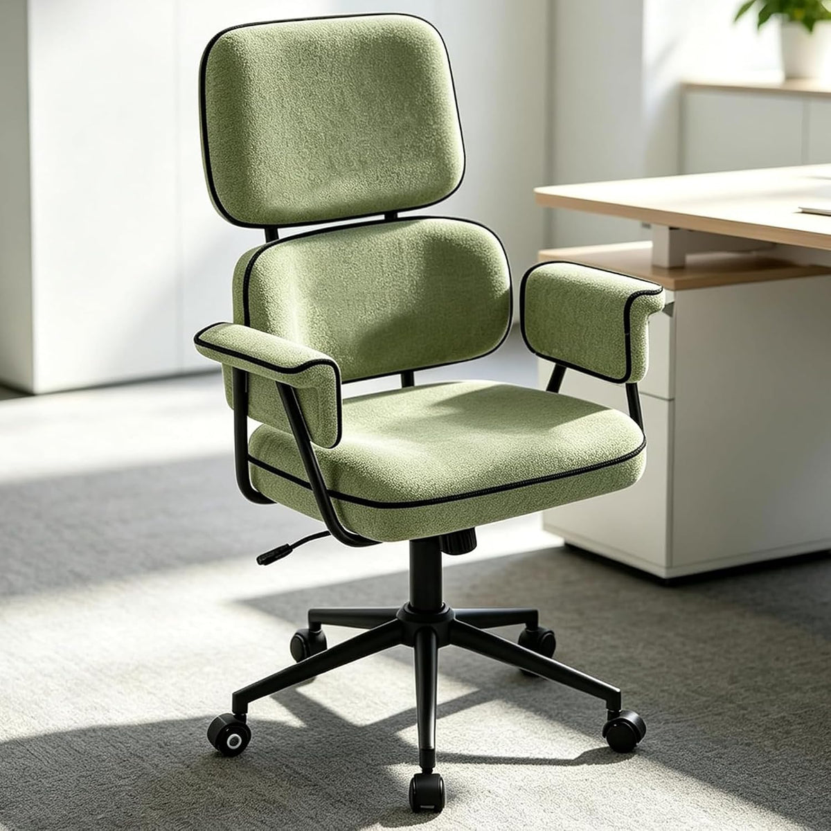 Green Chenille Ergonomic Swivel Office Chair