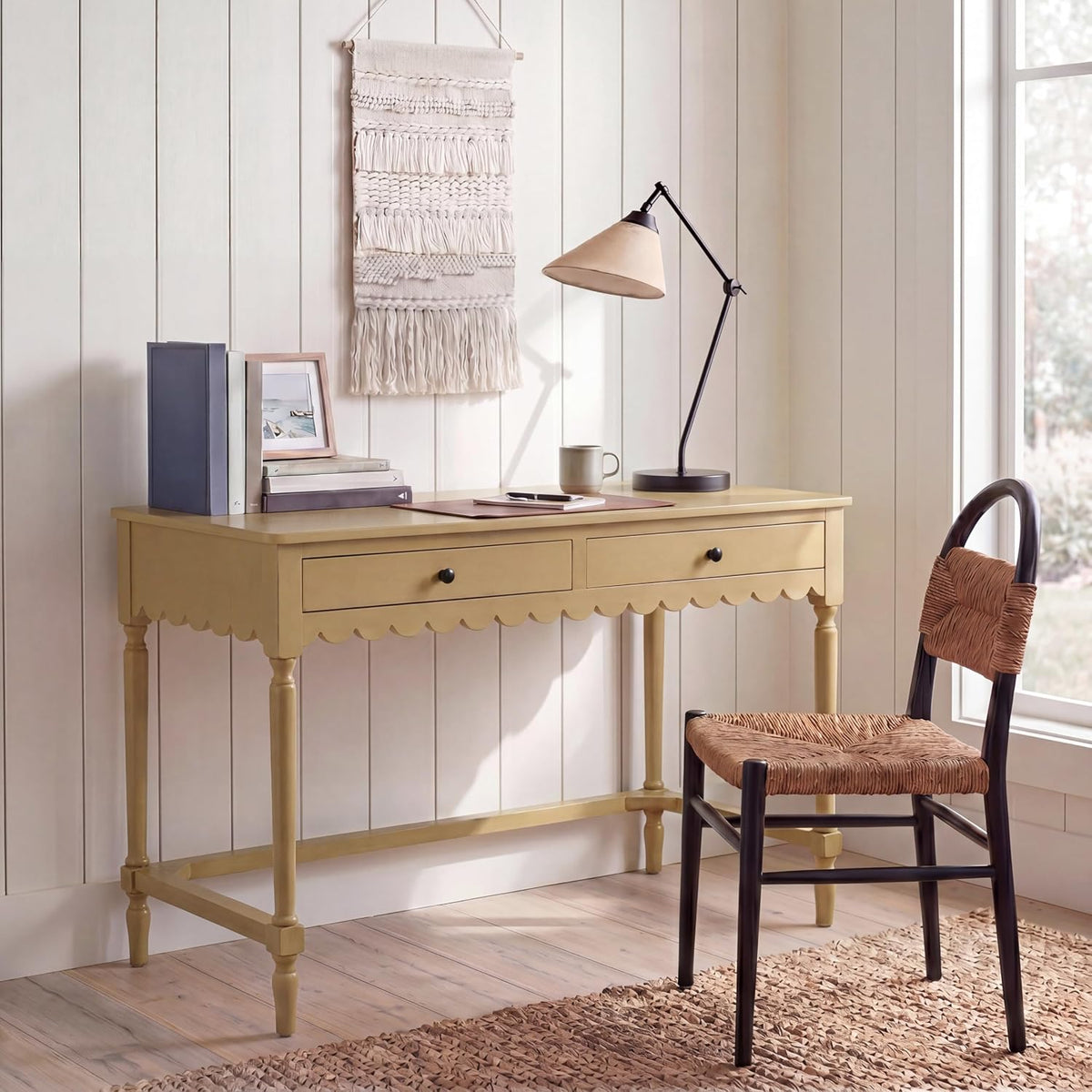 Brown 42" Wood Desk with 2 Drawers