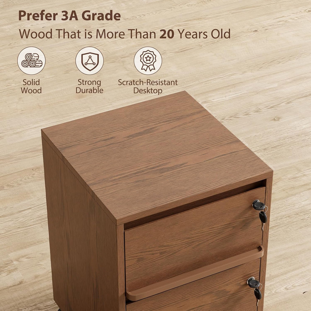 Lockable 2-Drawer Wheeled File Cabinet