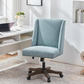 Teal Armless Swivel Wooden Leg Office Chair