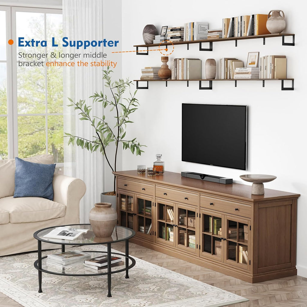 48" Rustic Dark Brown Floating Shelves