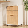 Oak 3-Drawer Locking Rolling File Cabinet