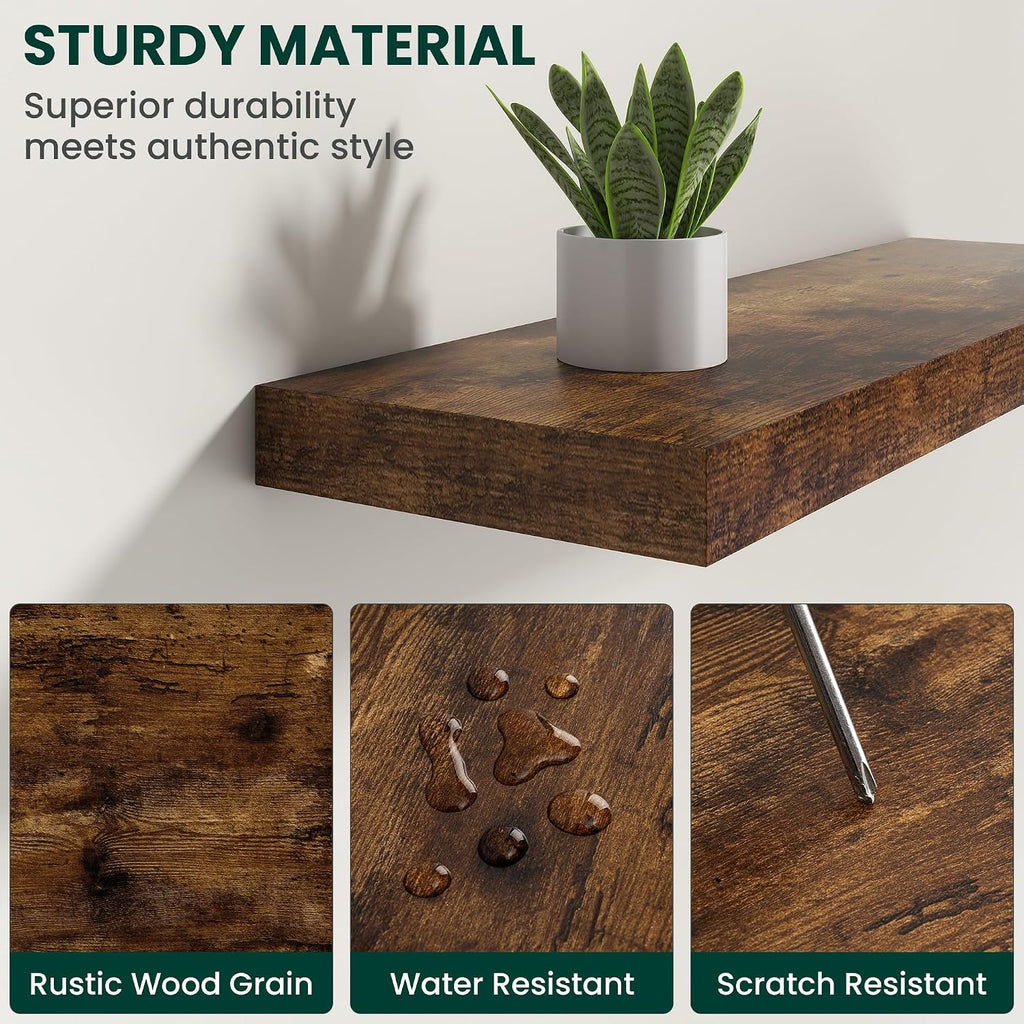 Rustic Brown Deep Floating Wall Shelves