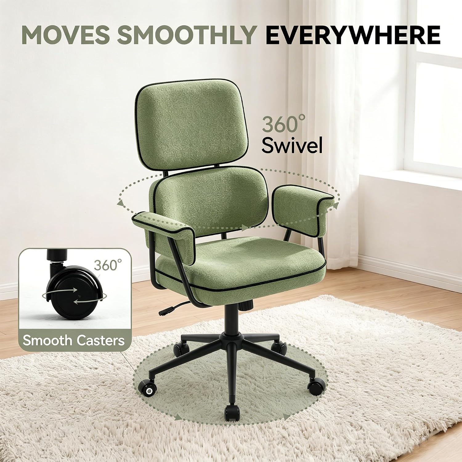 Green Chenille Ergonomic Swivel Office Chair