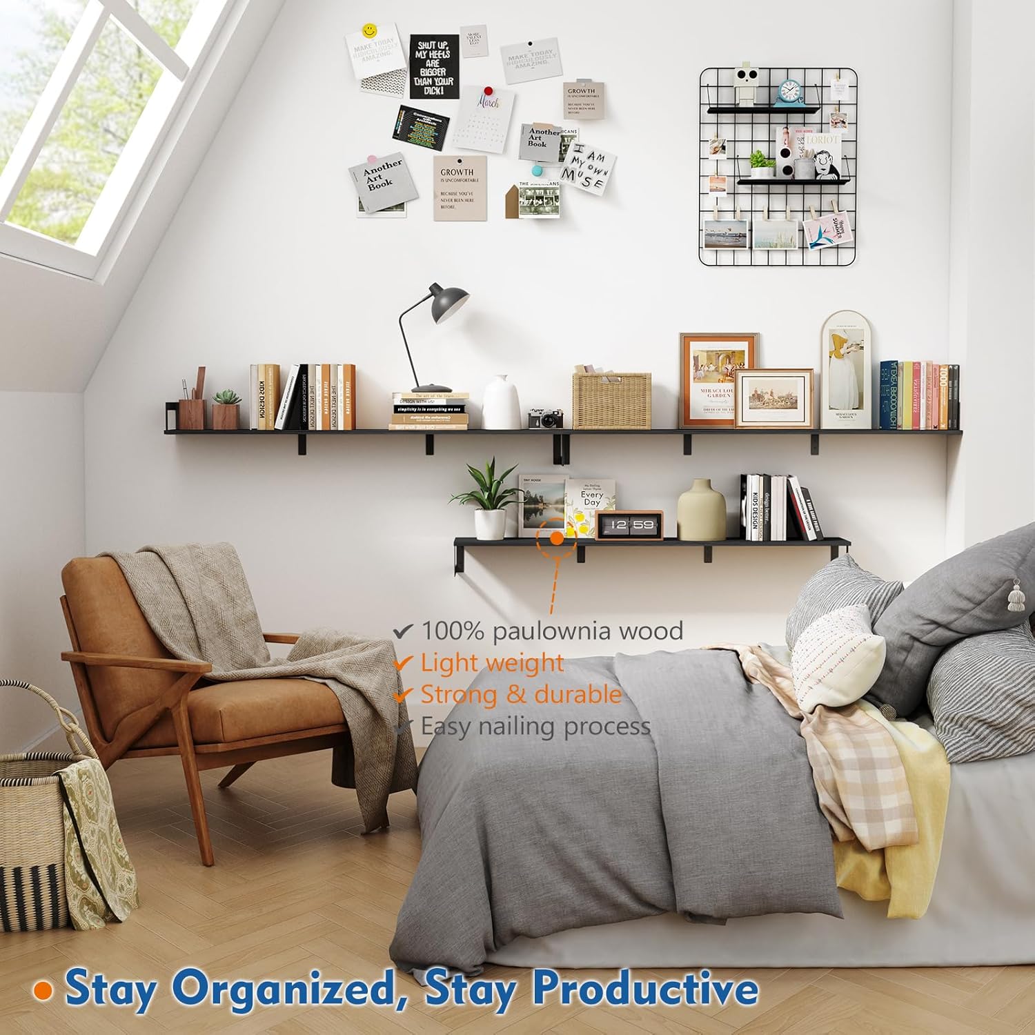Black 48" Floating Wall Book Shelves
