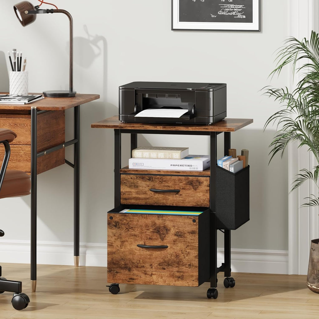 Light Brown 2-Drawer Rolling File Cabinet