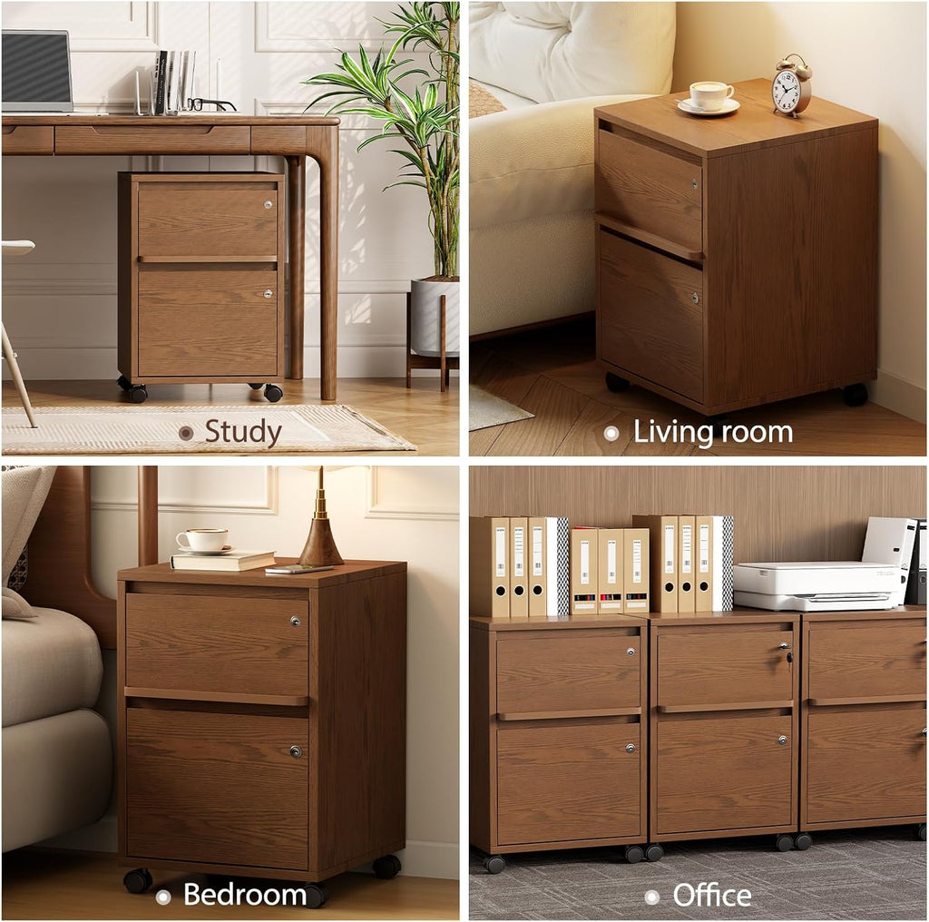 Lockable 2-Drawer Wheeled File Cabinet