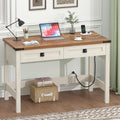 White 39" Desk with Drawers & Outlets