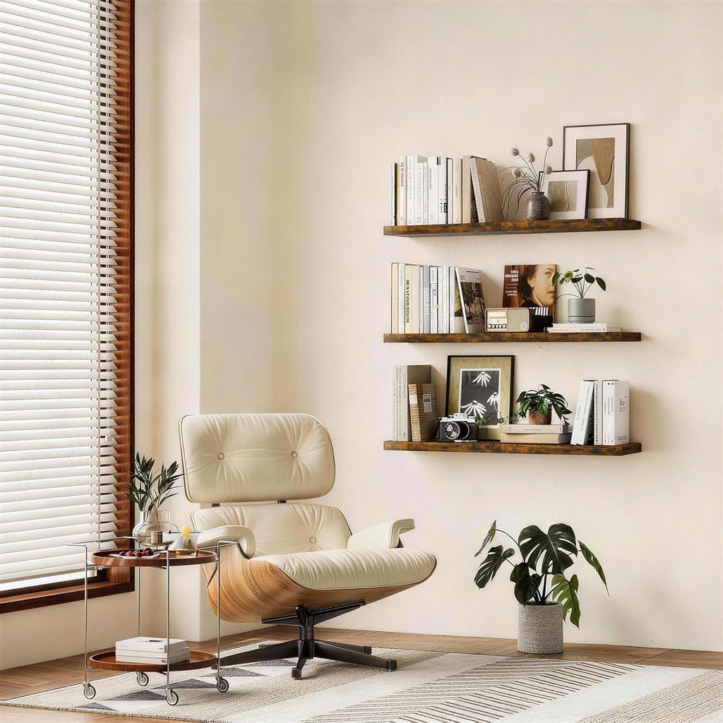 Rustic Brown Wall Floating Shelves Set