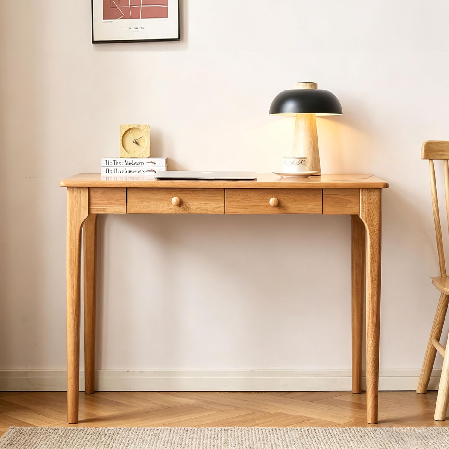Wood 40" Mid Century Desk Drawers