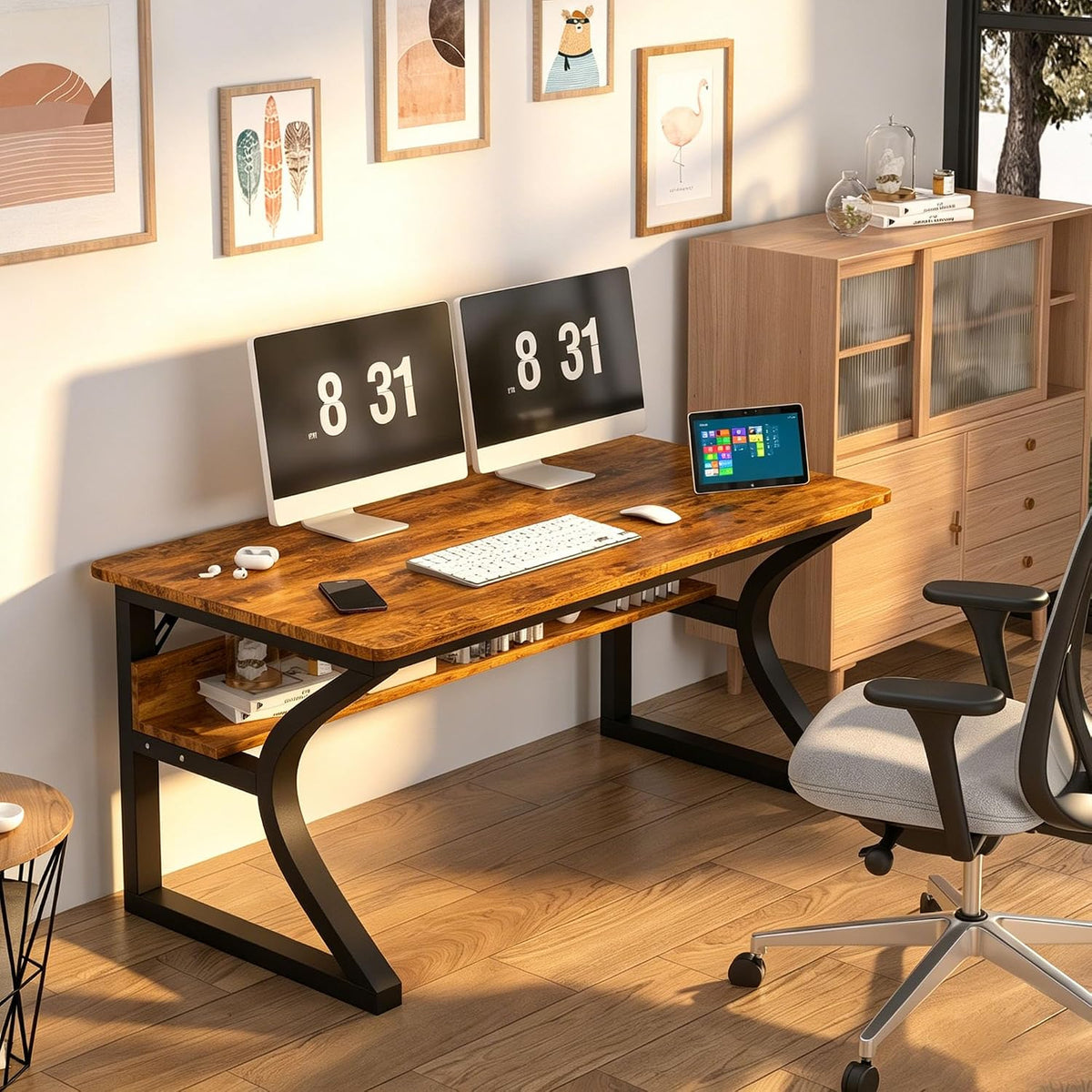 Brown 47" Desk with Storage