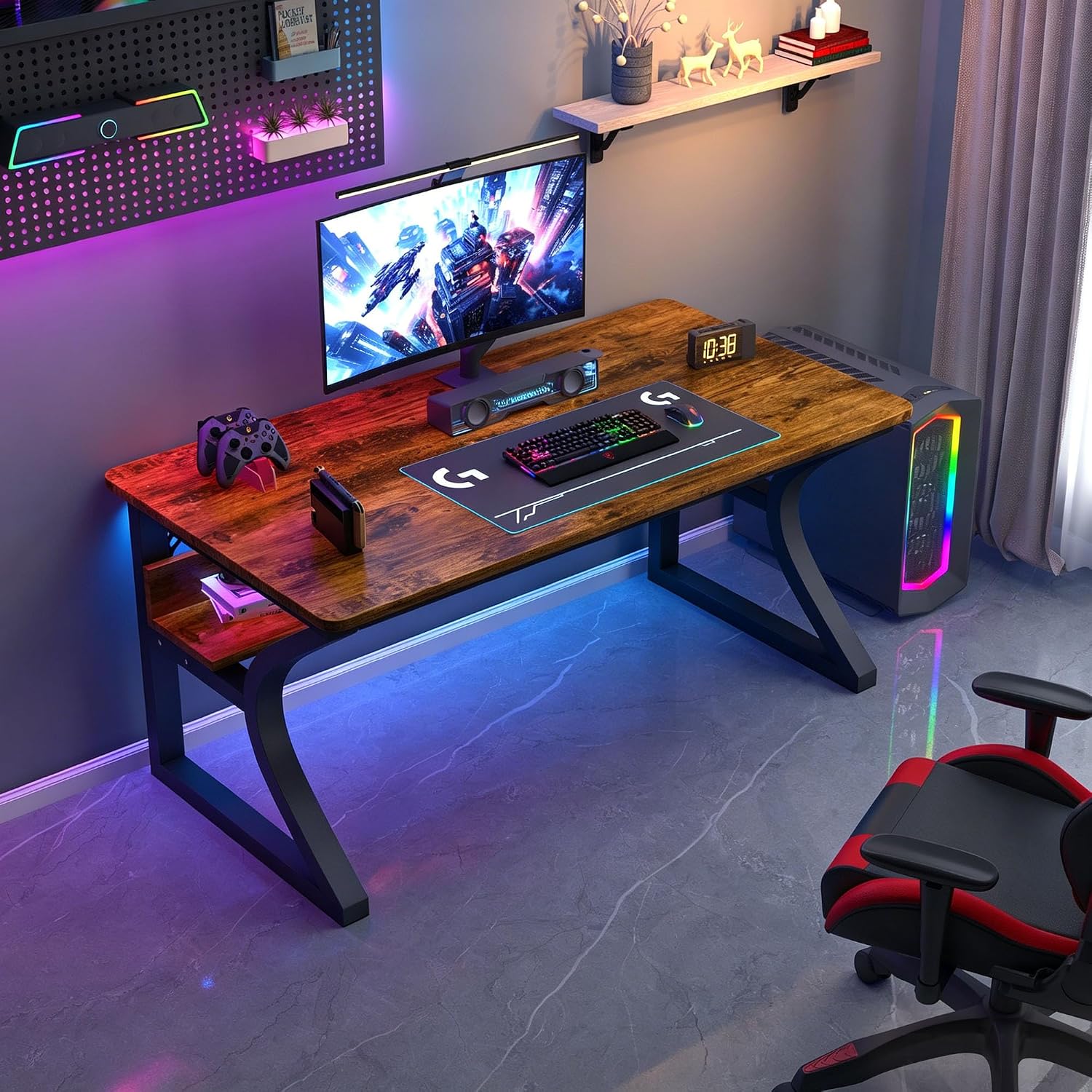 Brown 47" Desk with Storage