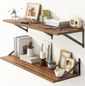 Walnut Deep Floating Wall Shelves Set