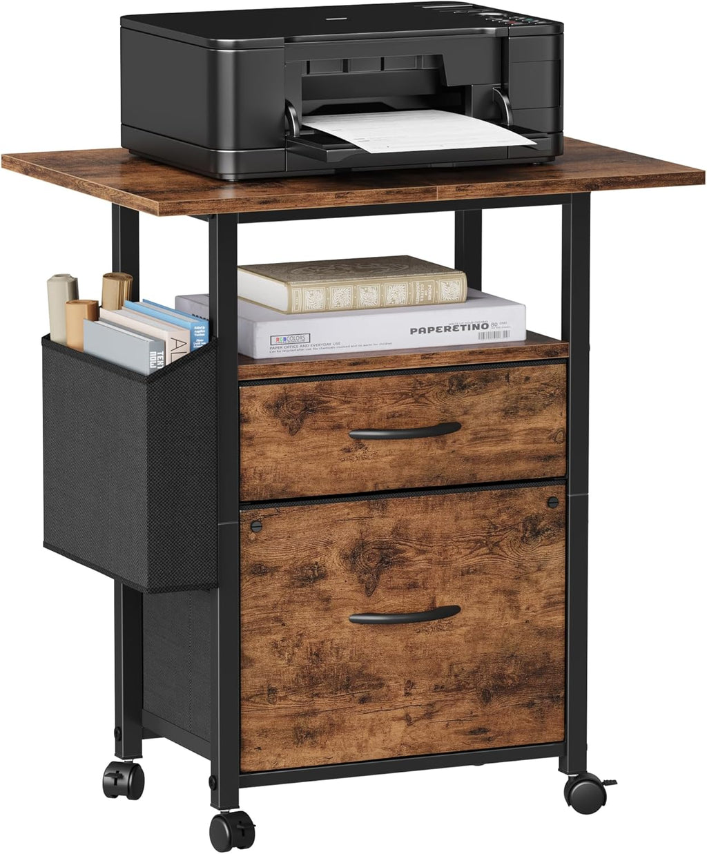 Light Brown 2-Drawer Rolling File Cabinet