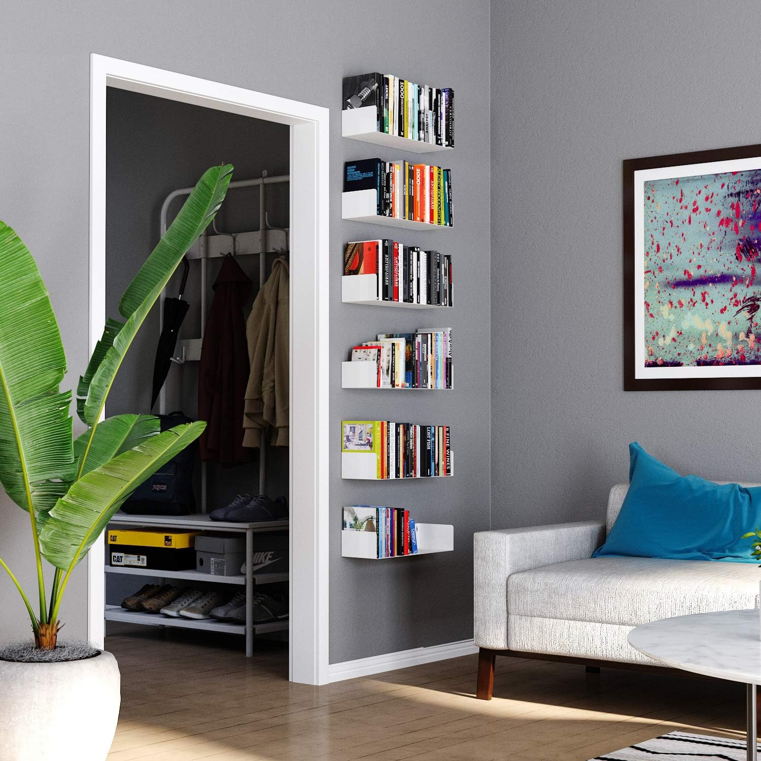 White U-Shaped Floating Wall Shelves