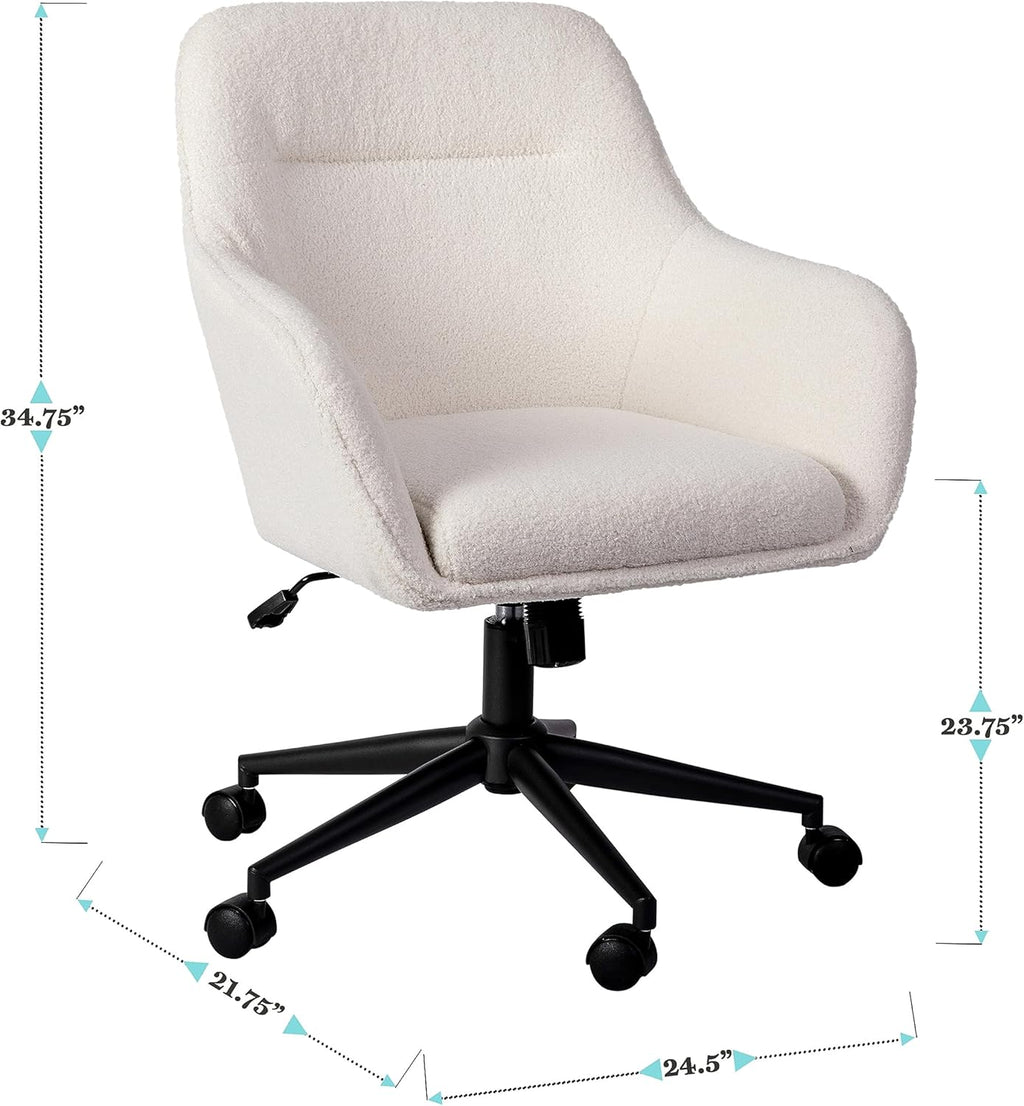 White Upholstered Office Chair Bronze Frame